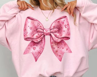 Sudadera con lazo rosa: Top coqueto retro de acuarela