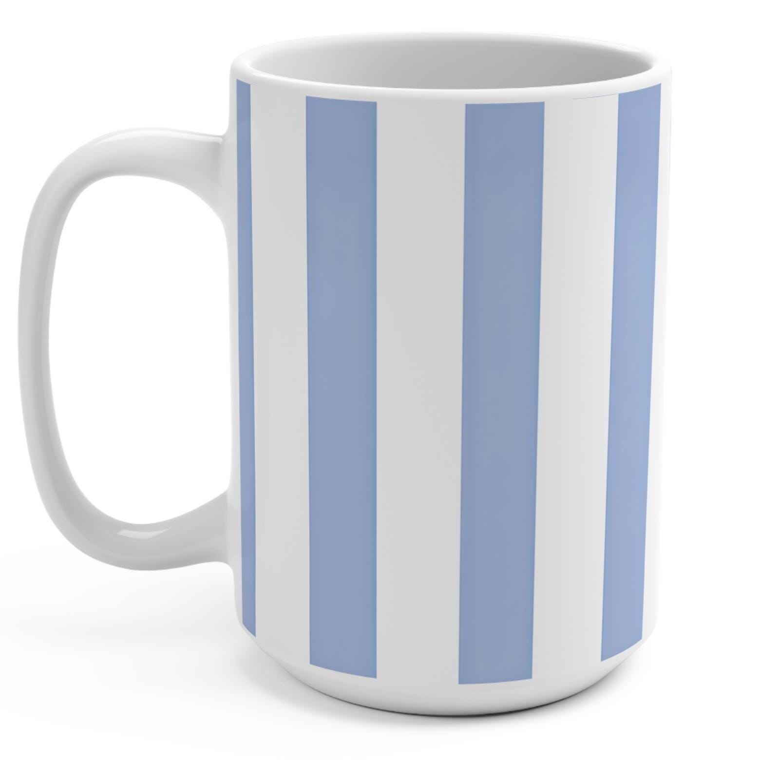 ブルーストライプコーヒーマグ：陶器製航海用カップ - Etsy 日本