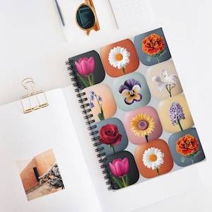 spring notebook, artistic notebook,flower pattern, flower notebook,spring journal, garden journal, pretty notebook,floral notebook