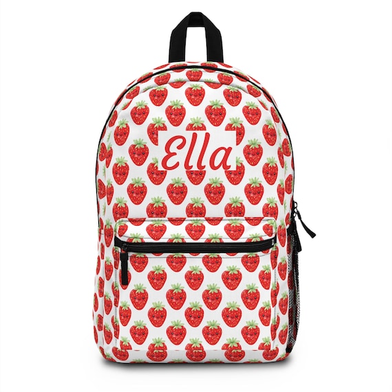 White and Red Strawberry Backpack Kawaii White and Red Strawberry Print Backpack – Kore Kawaii main image 3