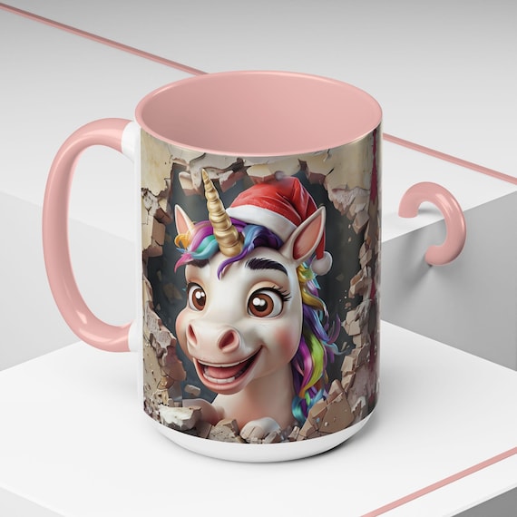 Santa Unicorn Coffee Mug, 3D Effect, Whimsical Holiday Cup - Etsy