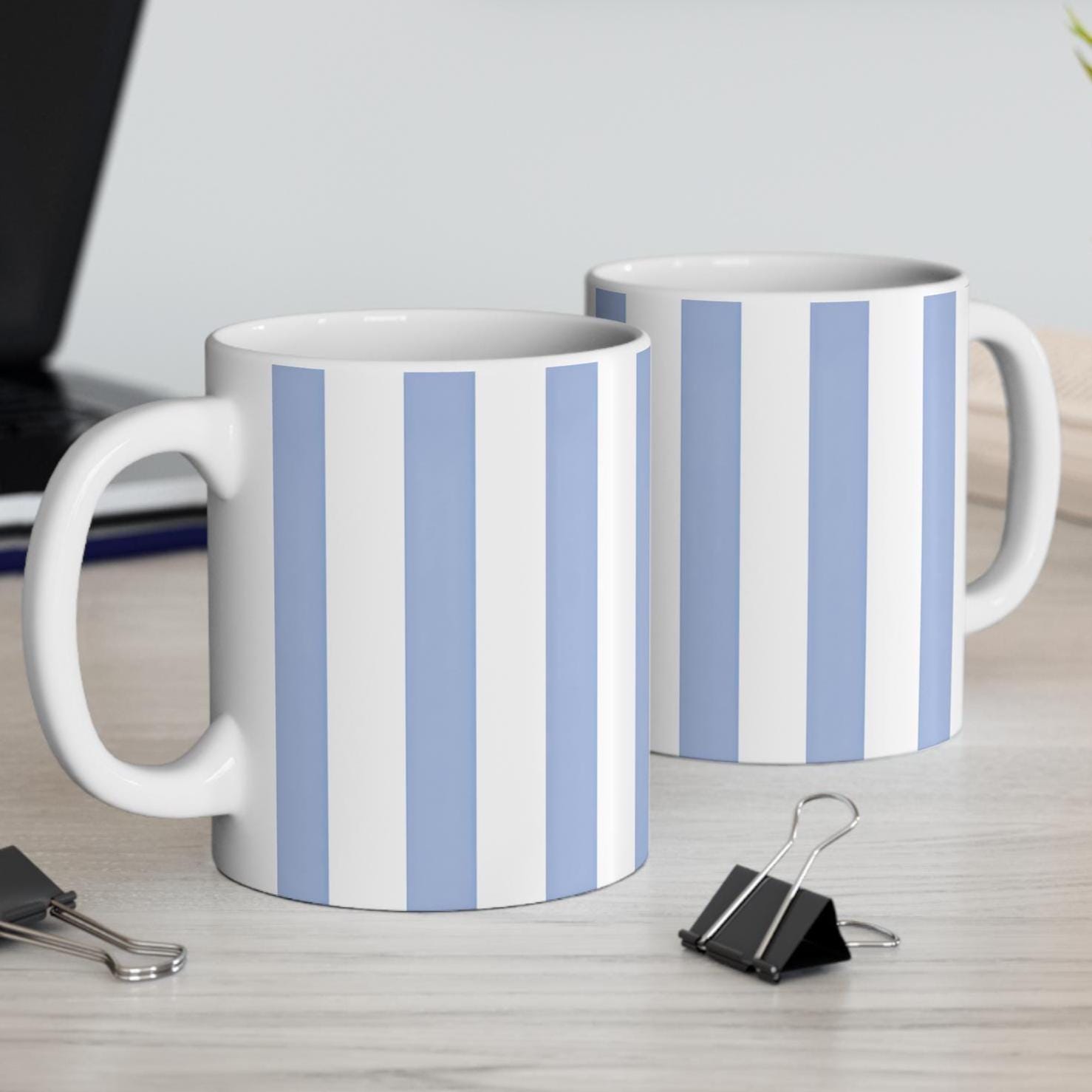 ブルーストライプコーヒーマグ：陶器製航海用カップ - Etsy 日本