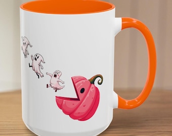Taza de café con fantasma de calabaza: decoración gótica otoñal