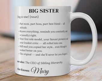 Big Sister Definition Coffee Mug, Sister Gift