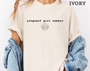 Comfort Colors Pregnancy Announcement T-Shirt: Pregnant Girl Summer Tee