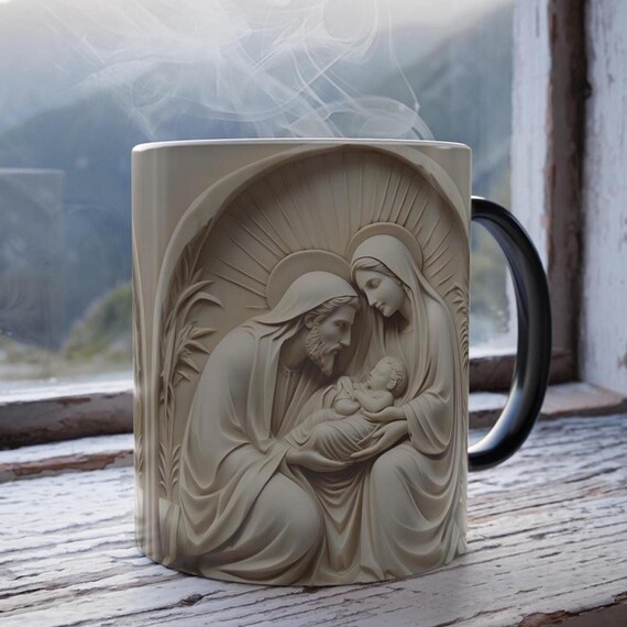 3D Nativity Scene Color Changing Mug: Religious Coffee Cup