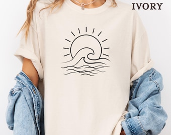Comfort Colors Sun & Wave Shirt: Boho Beach Tee