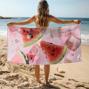 watermelon towel, pool towel, watermelon design, watermelon beach, fruit beach towel, cute beach towel, watermelon print, fun beach towel