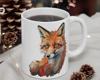 Watercolor Fox Coffee Mug, Cute Animal Mug, Wildlife Lover Gift