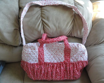 White and Red Quilted Diaper Bag