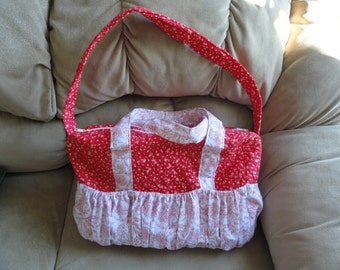 Quilted Red and White Diaper Bag