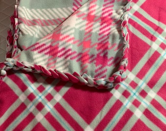 Plaid braided fleece blanket