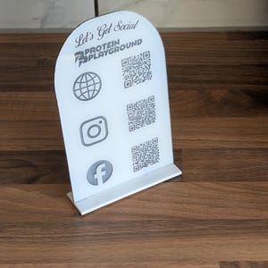 Black & White Custom QR Code Stand – Sleek Personalised Sign for Social Media, Menus, Websites, and More | Minimalist. Modern. Impactful.