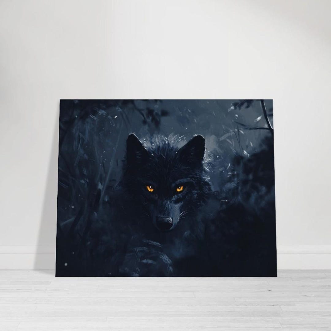 Dark Wolf Glowing Eyes Forest, Wall Art Canvas - Etsy