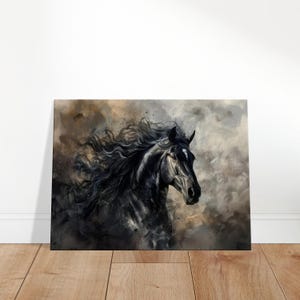 Majestic Stallion, Black Horse, Equestrian Art, Horse Lover Gift, Home Decor, Canvas
