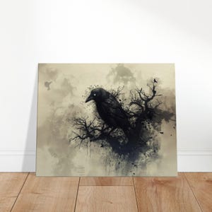 Mystical Crow Canvas Art, Gothic Wall Art, Unique Wall Art, Art Gift, Home Decor Wall Art, Canvas Art
