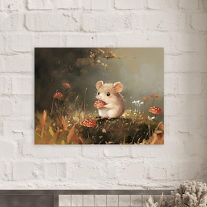 Stampa Fairycore Cottagecore con adorabile criceto, amante degli animali, idea regalo per lei, amante degli animali, poster classico su carta semi-lucida