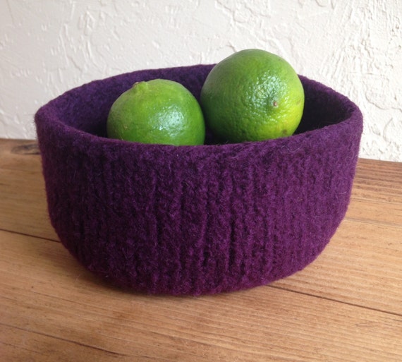 Items similar to Felted Wool Bowl Plum Purple on Etsy