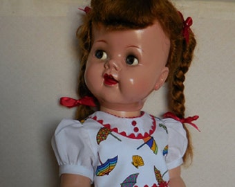 For 22" Ideal Saucy Walker Doll - One of a Kind, One Piece Dress of Pique Inspired by Original
