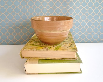 Vintage McCoy Mixing Bowl Tan 5 Inch Banded Stoneware 1920s Mid-Century