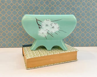 Vintage McCoy Pottery Planter Springwood Green 1960s Mid-Century Dogwood Flowers