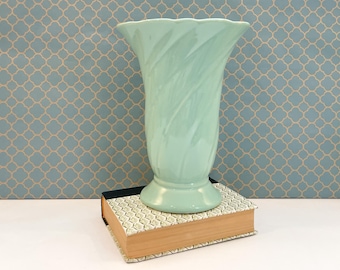 Vintage Shawnee Swirl Vase 1940s Mid-Century Mint Green