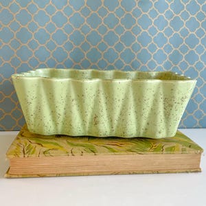 Vintage UPCO Planter: Light Green Glazed Ceramic, 1960s Decor