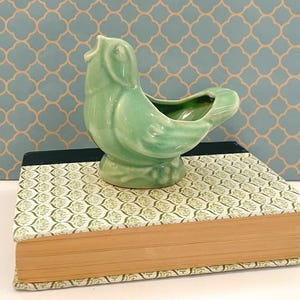 Vintage McCoy Potter Singing Bird Planter 4 1/2 Inch Tall Aqua Blue