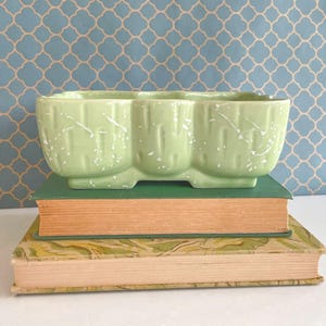 Vintage UPCO Planter: Lime Green Glazed Ceramic, 1960s Mid-Century Decor