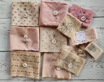 HOMESTEAD PINK - Slow stitch - mindful sewing - vintage fabrics - vintage buttons & Laces -