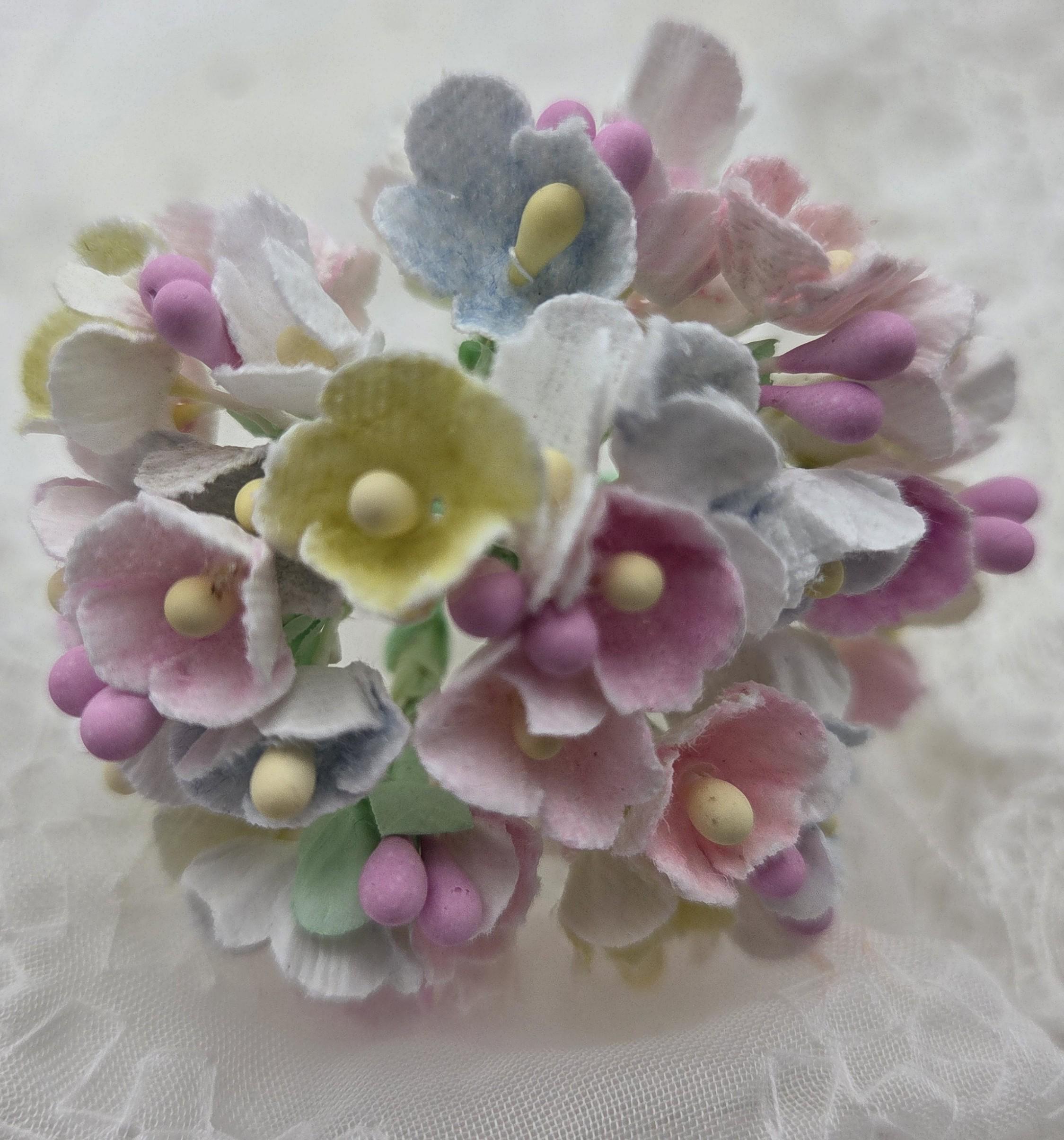 1 BOUQUET   VINTAGE Millinery Flowers - Forget Me Nots -  Multicolored for Weddings - Mothers Day & Easter
