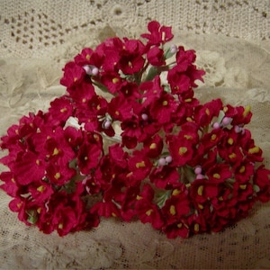 1 BOUQUET VINTAGE Millinery Flowers Forget Me Nots Red - Perfect for Valentine  Packaging or Crafts
