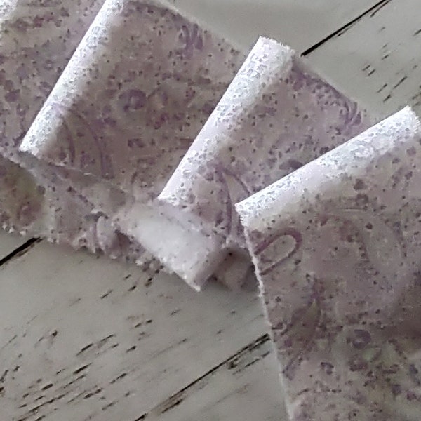 Simply Shabby Chic Fabric - Paisley Lilac Trim   Hand torn fabric