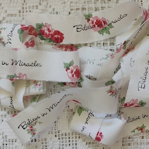 Lovely Rachel Ashwell Rose  Fabric - Perfect For Your Fabric Journaling 1 Inch Wide x 2 Yards Long Hand torn fabric