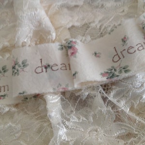 dream Romantic French Country Roses Vintage Fabric Hand stamped Ribbon Trim Homestead Treasures image 5