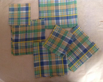 Set of 4 Vintage  Fabrics 6" x 22" Fabric Plus 4 Blocks 4"x4" - 100% Cotton