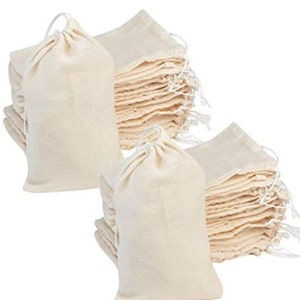 SET OF 10 - Muslin Drawstring Bags