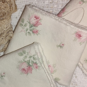 French Country Rose - Laura Ashley Fabric Trim - Perfect for Fabric Journaling - 1 yard x 3 inches - Hand Torn fabric