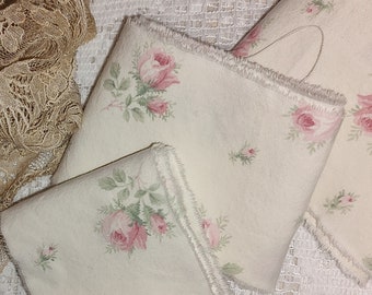 Lovely Laura Ashley Rosemoore Rose  Fabric - Rose Ribbon - Perfect For Your Fabric Journaling 1 yard long x 3 inches wide Hand Torn fabric