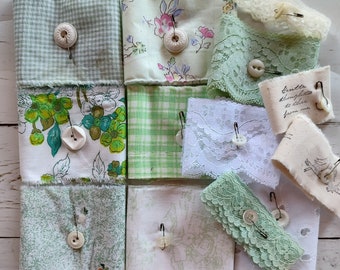 HOMESTEAD GREEN MEADOWS - Slow stitch - mindful sewing - vintage fabrics - vintage buttons & Laces -