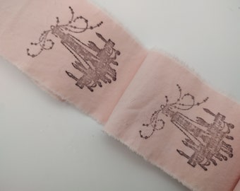 French Chandelier Hand Stamped Trim - Hand dyed pink