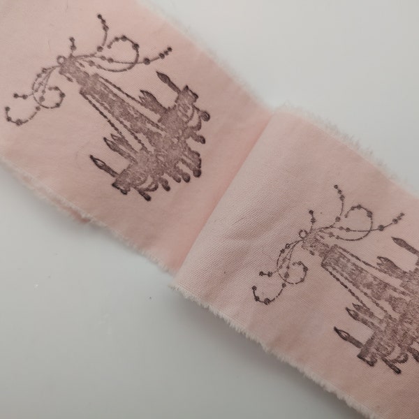 French Chandelier Hand Stamped Trim - Hand dyed pink