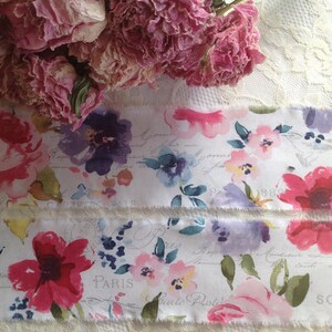 2016 SPRING FRENCH COLLECTION - Birds Paris - Carte  Postale  French Script - Water Color Splashes of Pink Roses and Pansies - French Script
