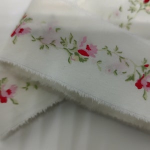 RARE Rachel Ashwell Ditz Trails Rose Fabric Perfect for Fabric Journaling 2 yards x 1.25 inches wide Hand torn fabric