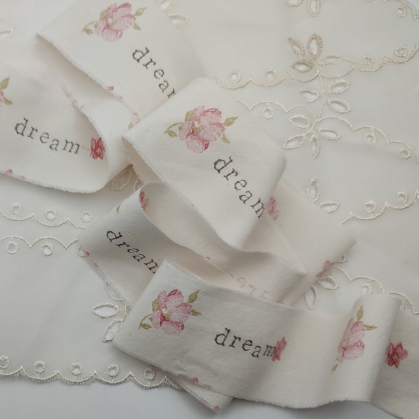 RARE Laura Ashley Abbeville Hand Stamped  Trim 100% Cotton. 1.75 yards long x 2 inches wide