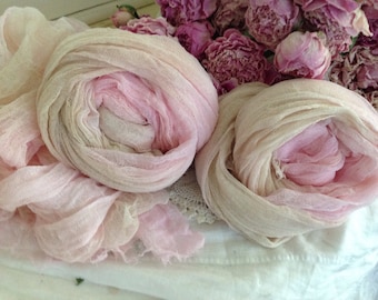 Cotton Cheesecloth  - Altered Art Supplies - Backdrop - Photography - Shabby Pink - Country Cottage Pink & Eggshell Cheese Cloth -