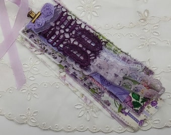 Purple and lavender vintage fabric strips