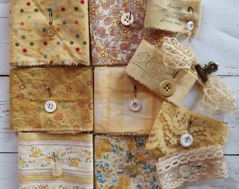 HOMESTEAD SUNSHINE - Slow stitch - mindful sewing - vintage fabrics - vintage buttons & Laces - Bulb Pins