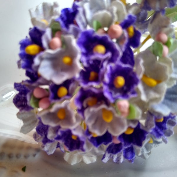 MC Millinery Pink & Purple flower with Grey waves