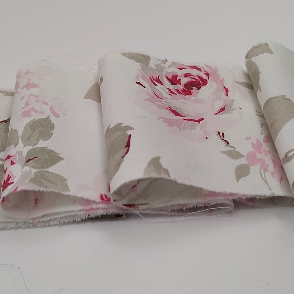 RARE LIMITED SUPPLY Rosalie Rachel Ashwell Shabby Chic Rose  Fabric - Perfect For Your Fabric Journaling 36 x 3 Inches Wide Hand torn fabric